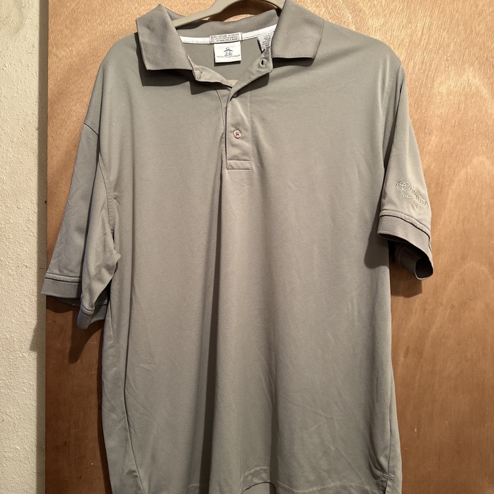 Munsingwear Mens Polo Shirt L  Beige Moisture Wicking TOYOTA Embroidered